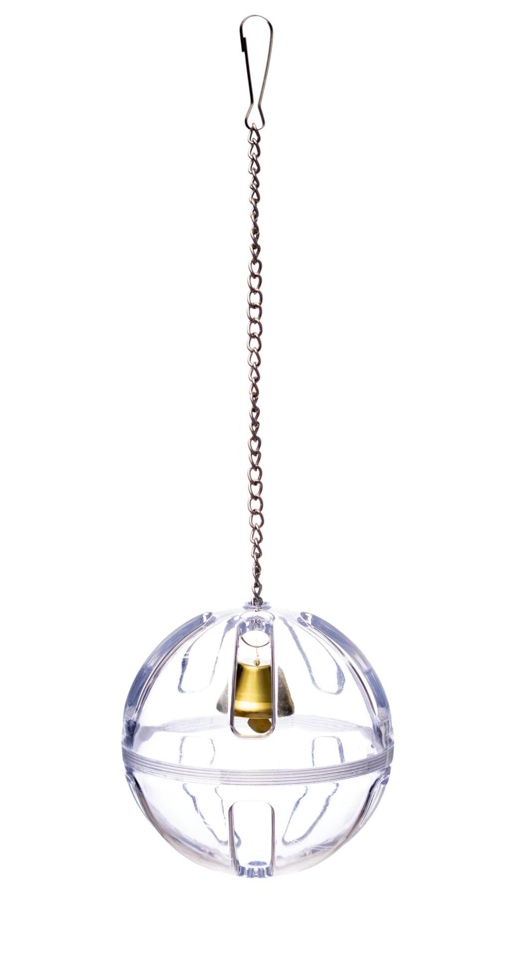 Lovely Little Flyers Bird Foraging Ball Toy with Bell, 3.5 Inch, Interactive Enrichment Hanging Toy for Medium to Large Birds, Bird Toy and Treat Dispenser for Parrots, Plastic Forage Ball for Doves