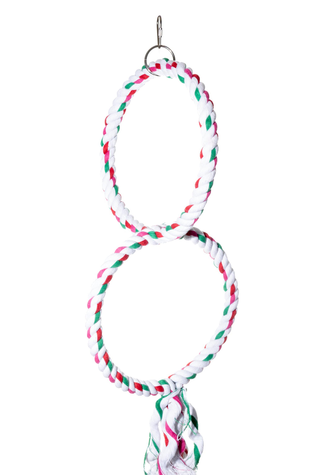 Double Hoop Bird Swing - Cotton Rope Hanging Perch Rings, Climbing Swing & Rope Perch Toy for Parrots, Budgies, Parakeets, Cockatiels, Conures & Small Birds - Bird Swing Toy & Cage Accessory