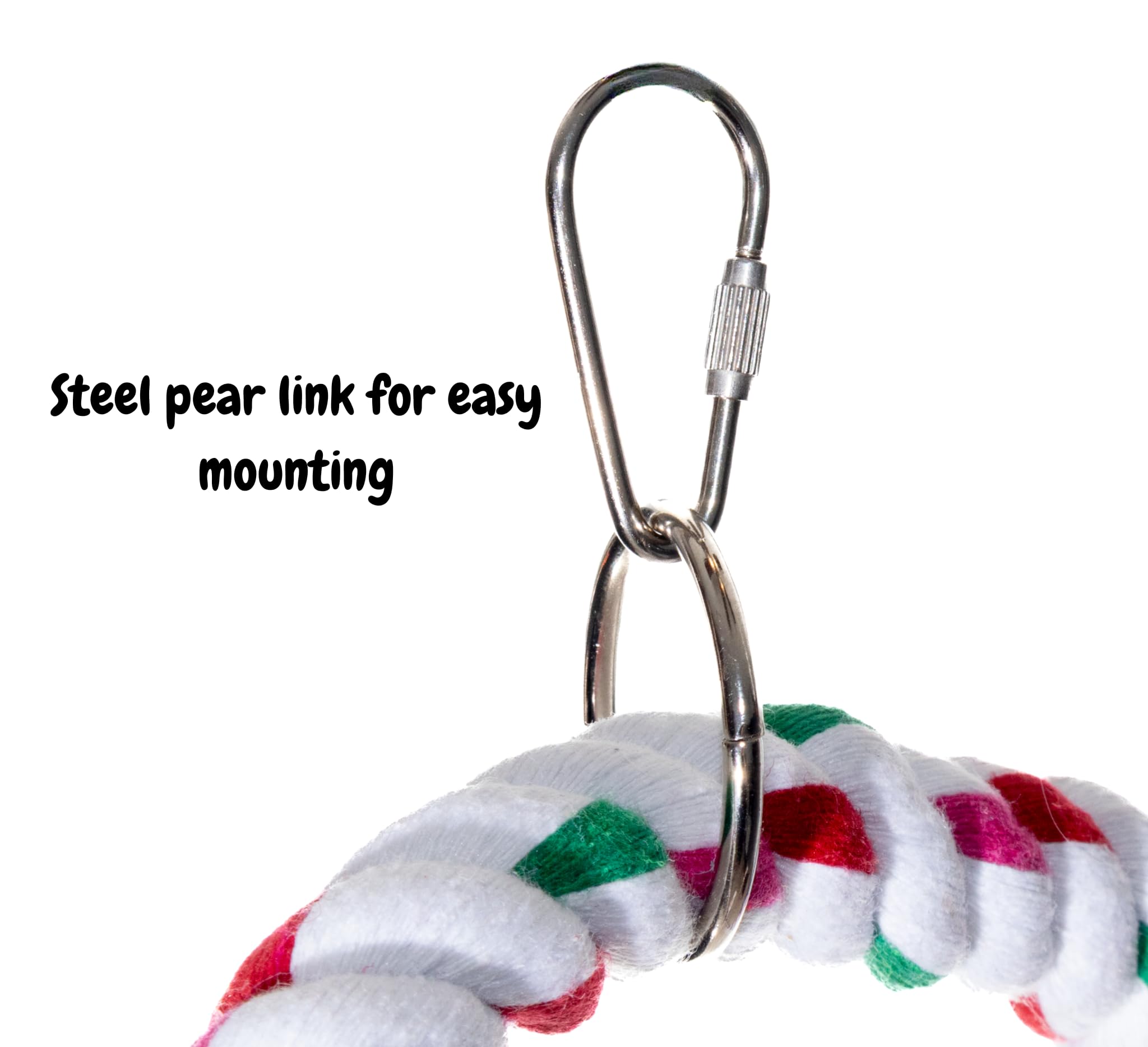 Double Hoop Bird Swing - Cotton Rope Hanging Perch Rings, Climbing Swing & Rope Perch Toy for Parrots, Budgies, Parakeets, Cockatiels, Conures & Small Birds - Bird Swing Toy & Cage Accessory