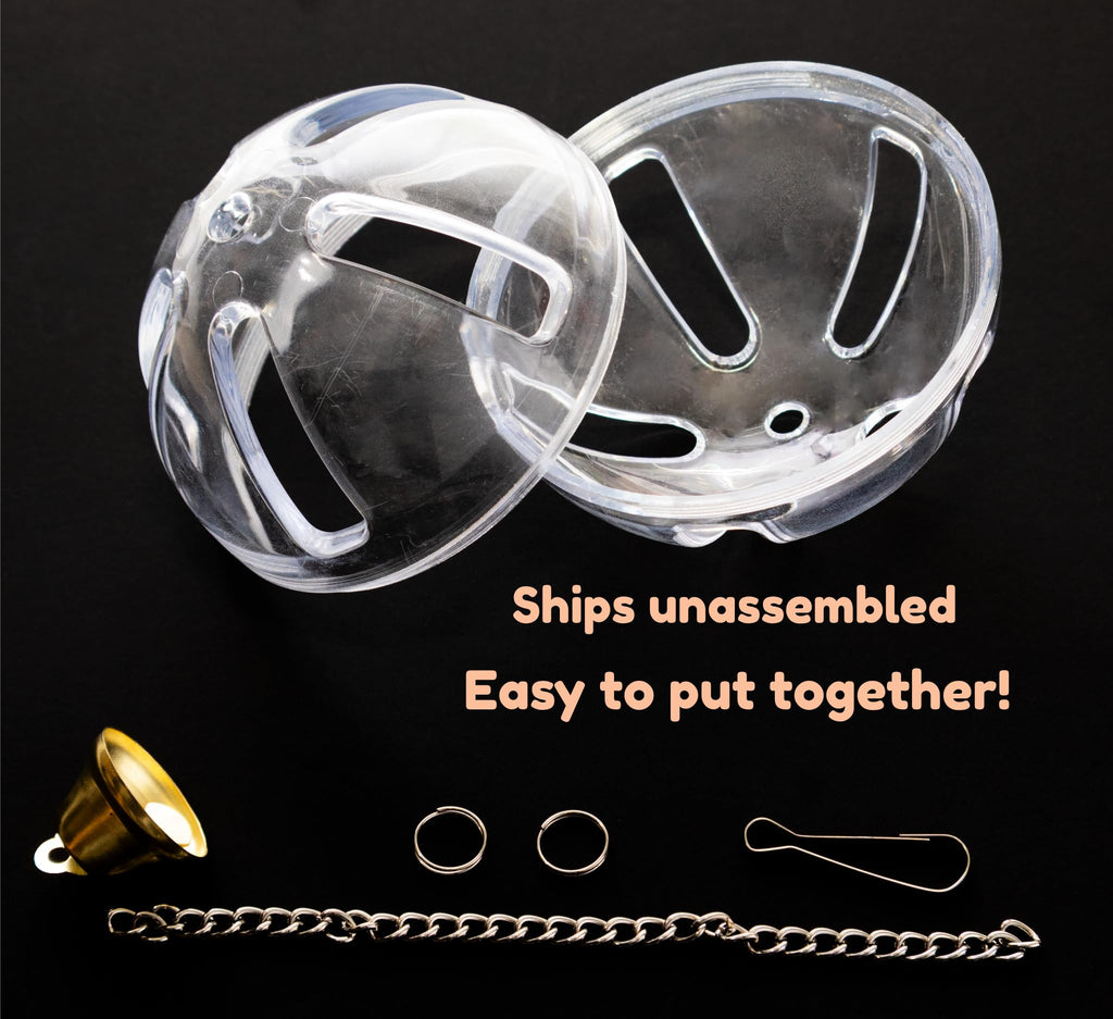 Lovely Little Flyers Bird Foraging Ball Toy with Bell, 3.5 Inch, Interactive Enrichment Hanging Toy for Medium to Large Birds, Bird Toy and Treat Dispenser for Parrots, Plastic Forage Ball for Doves