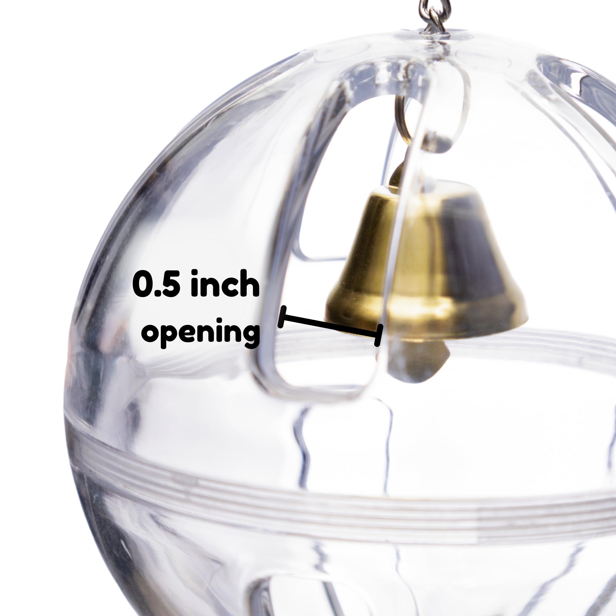 Lovely Little Flyers Bird Foraging Ball Toy with Bell, 3.5 Inch, Interactive Enrichment Hanging Toy for Medium to Large Birds, Bird Toy and Treat Dispenser for Parrots, Plastic Forage Ball for Doves