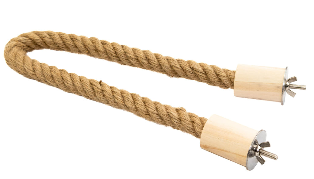 Rope Perch for Parrots, Bendable Natural Jute with Pine Wood and Stainless Steel Mount, Cotton Alternative Boing for Birds, Cage Accessory for Cockatiels, Doves, and Finches, Bendable Climbing Toy