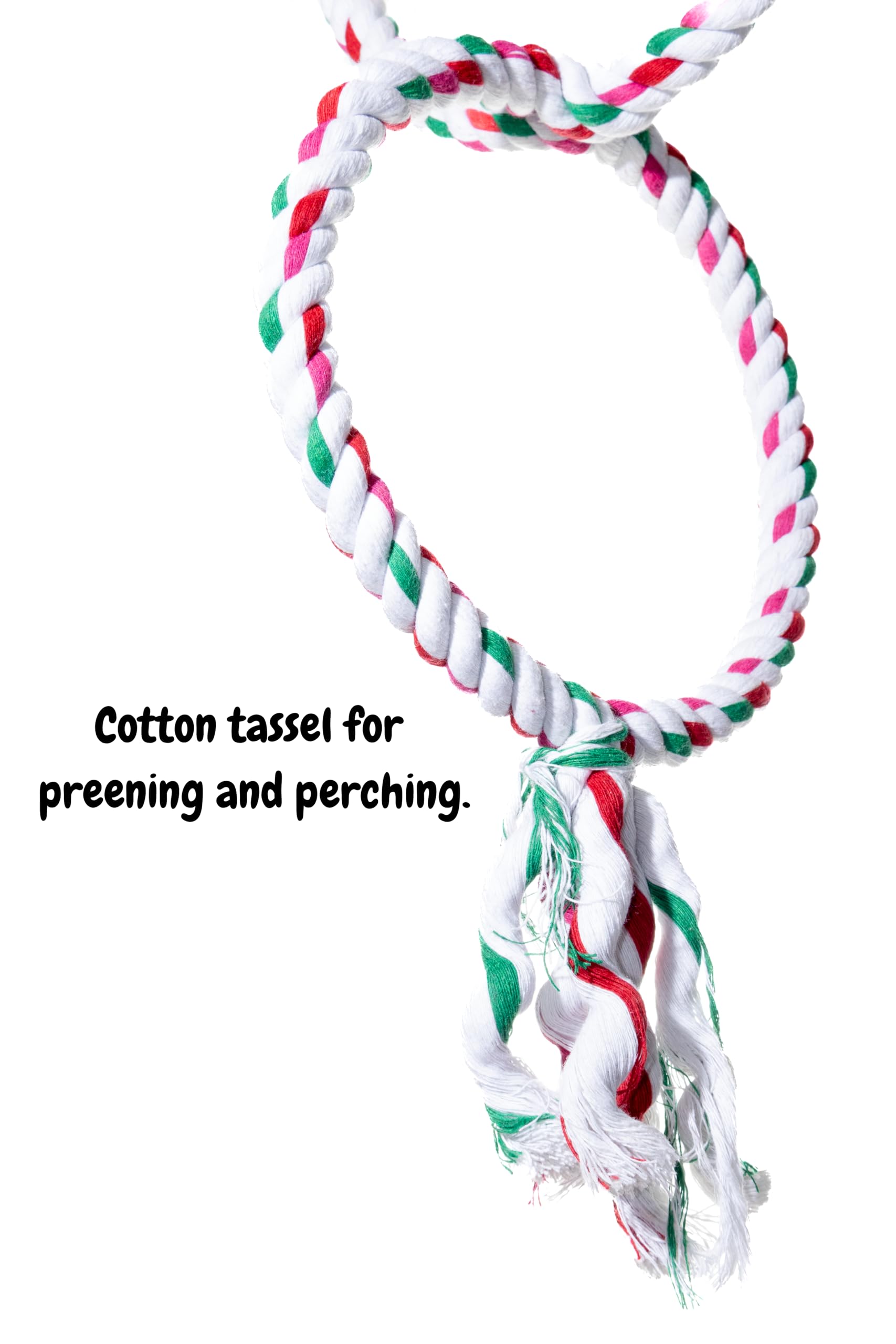 Double Hoop Bird Swing - Cotton Rope Hanging Perch Rings, Climbing Swing & Rope Perch Toy for Parrots, Budgies, Parakeets, Cockatiels, Conures & Small Birds - Bird Swing Toy & Cage Accessory