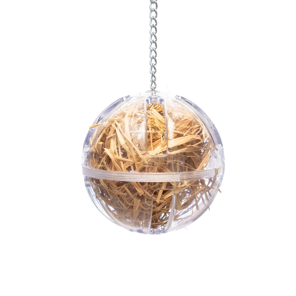 Lovely Little Flyers Bird Foraging Ball Toy with Bell, 3.5 Inch, Interactive Enrichment Hanging Toy for Medium to Large Birds, Bird Toy and Treat Dispenser for Parrots, Plastic Forage Ball for Doves