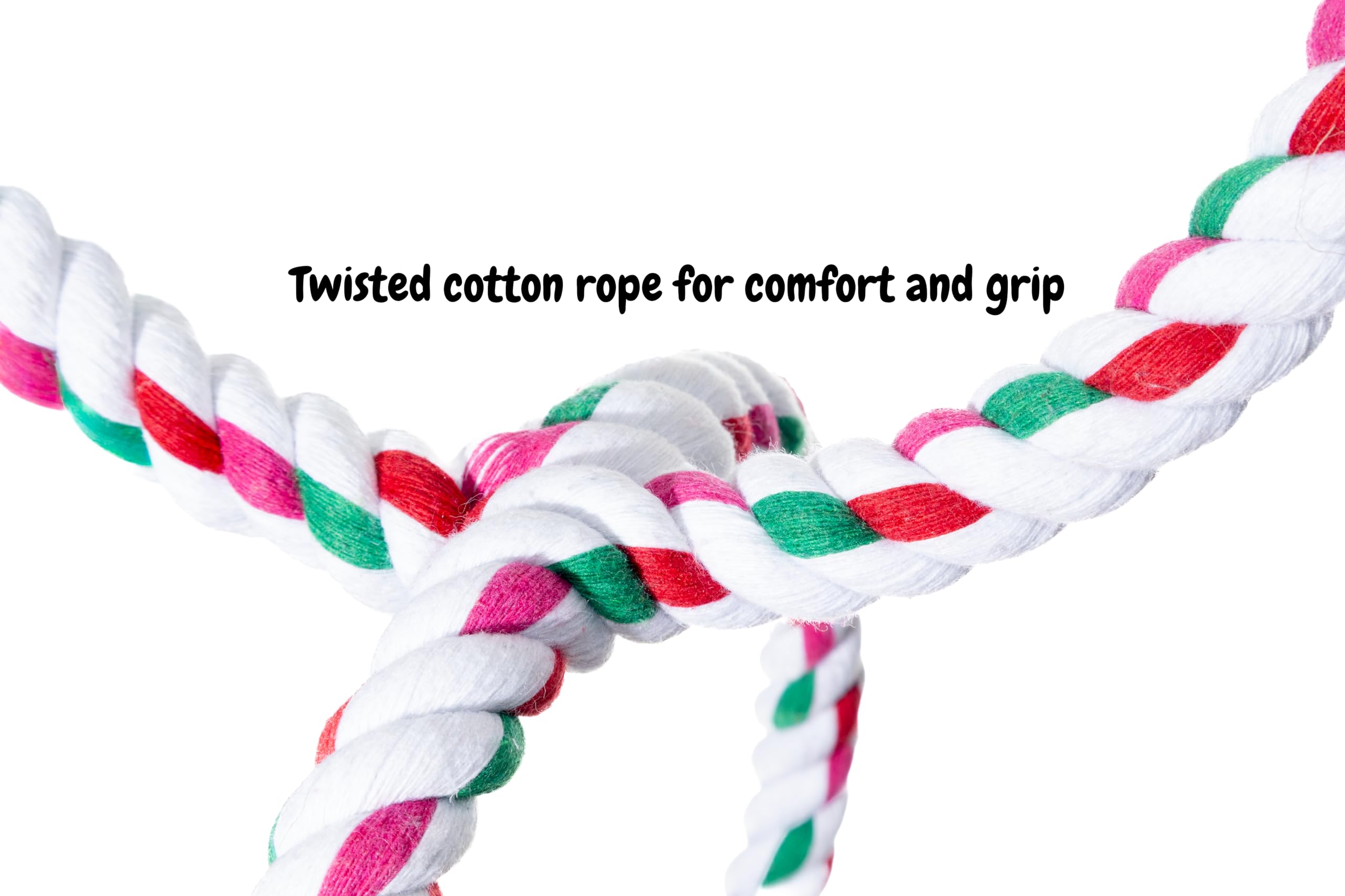 Double Hoop Bird Swing - Cotton Rope Hanging Perch Rings, Climbing Swing & Rope Perch Toy for Parrots, Budgies, Parakeets, Cockatiels, Conures & Small Birds - Bird Swing Toy & Cage Accessory