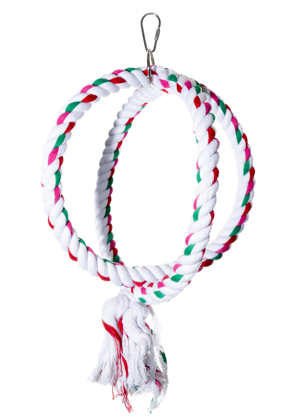 Double Hoop Bird Swing - Cotton Rope Hanging Perch Rings, Climbing Swing & Rope Perch Toy for Parrots, Budgies, Parakeets, Cockatiels, Conures & Small Birds - Bird Swing Toy & Cage Accessory